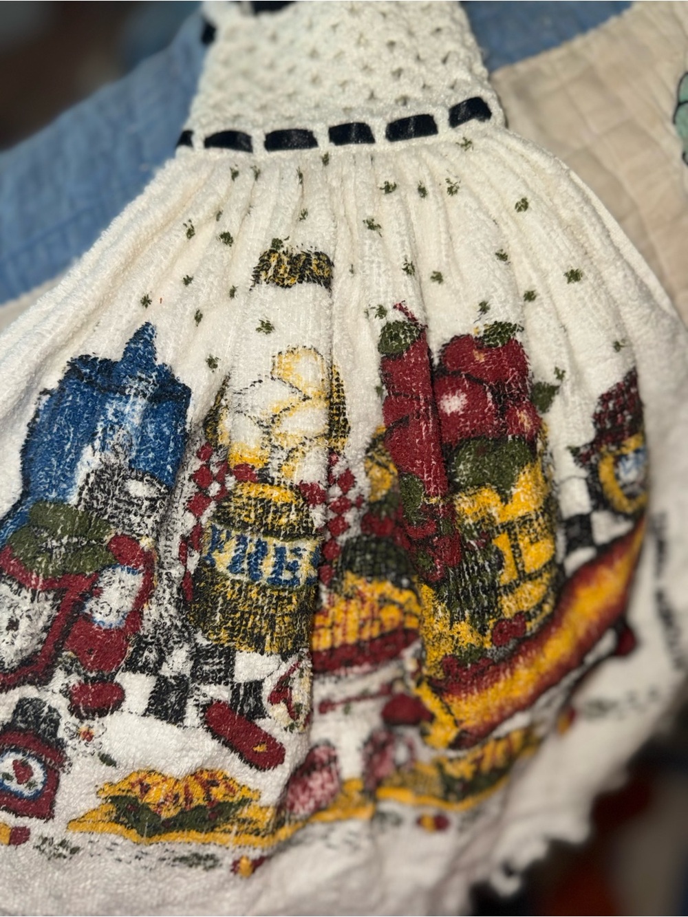 Vintage Handmade farmhouse oven hanging towel